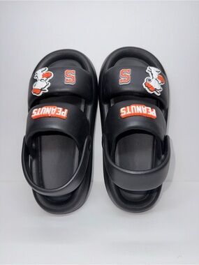 PEANUTS CROCS Black  Sandals with Orange Logo Accents SNOOPY